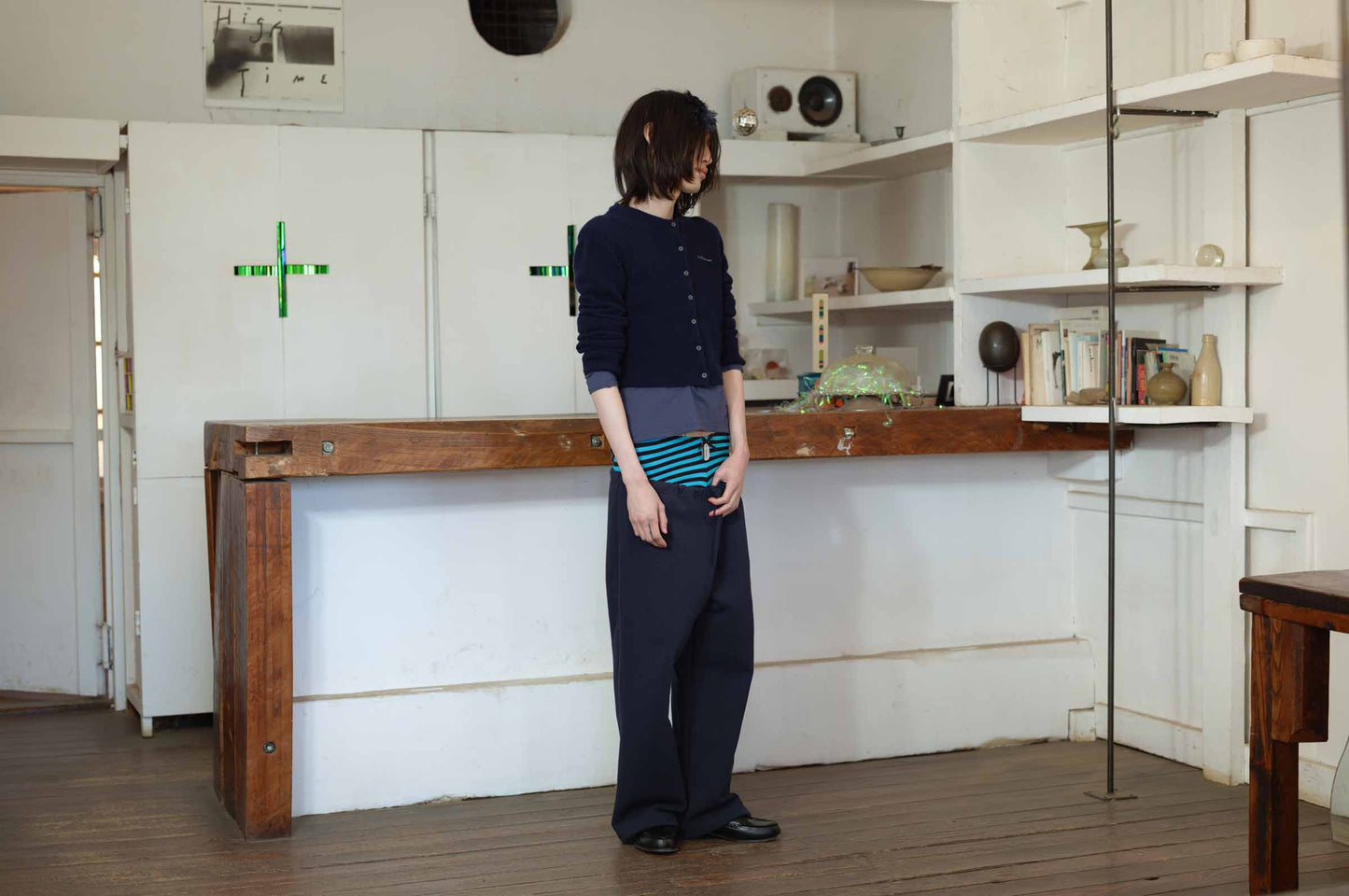 SHOULDER DARDIGAN KNIT NAVY