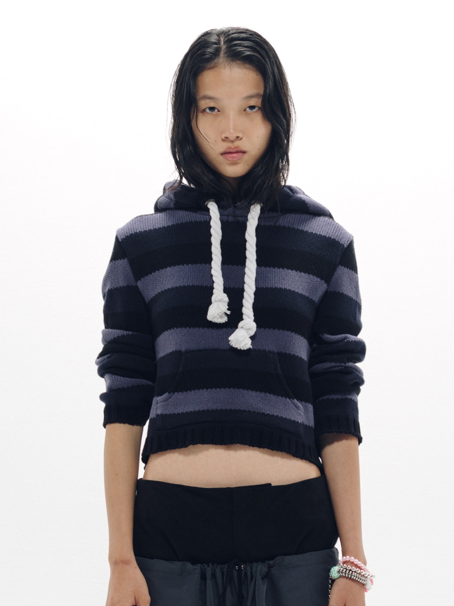 DOLL HOODIE KNIT Gray/Blue
