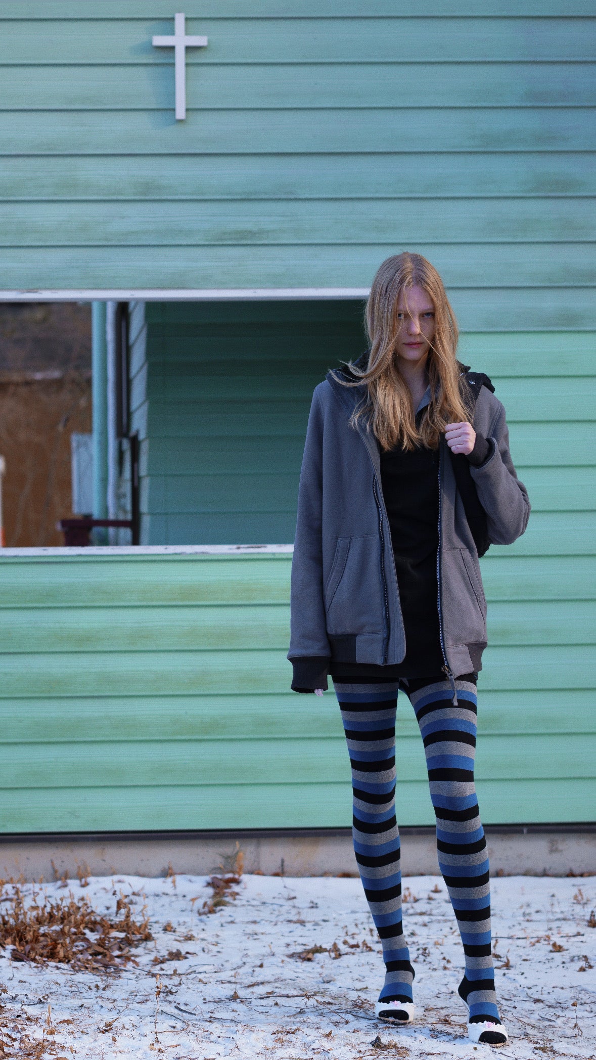TIGHTS (KNIT) Black/Gray