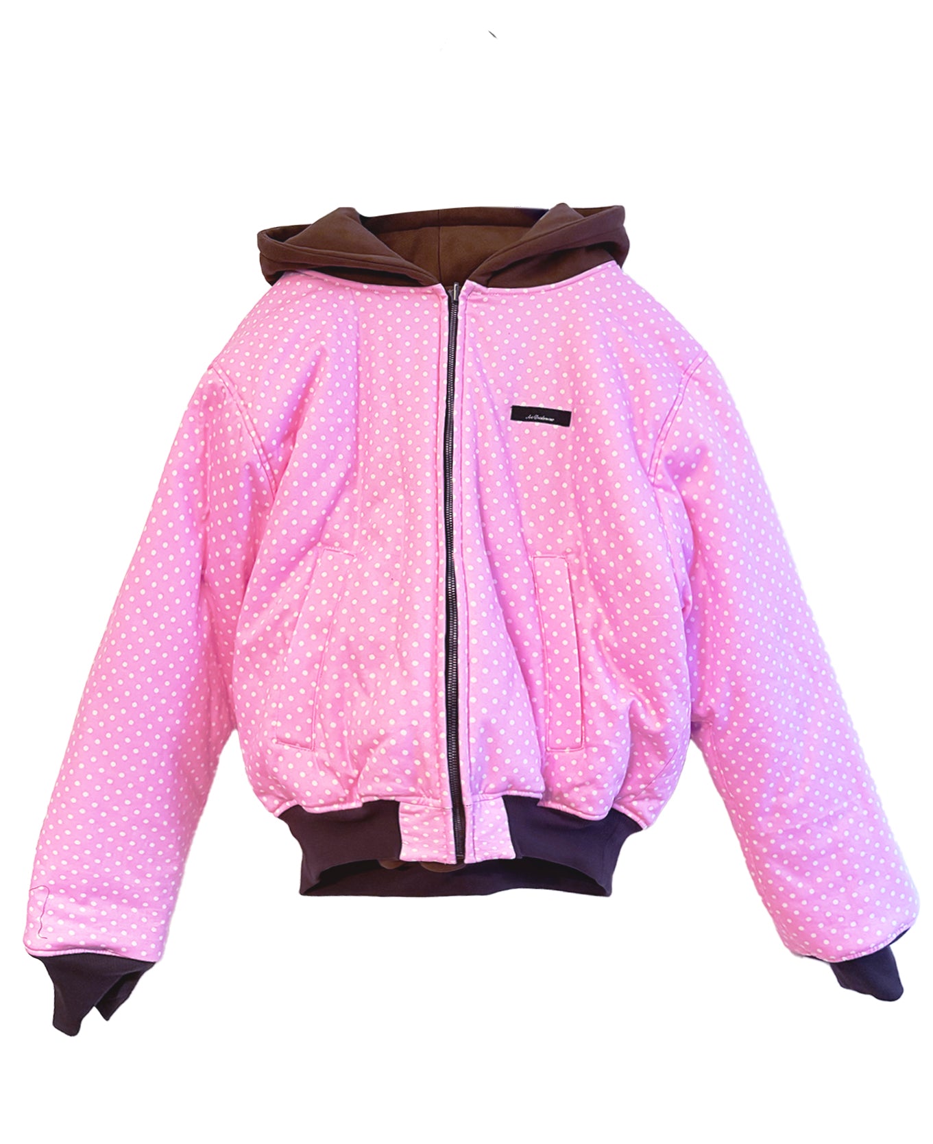 BALLOON BOMBER JACKET Pink Dot/Brown (reversible)