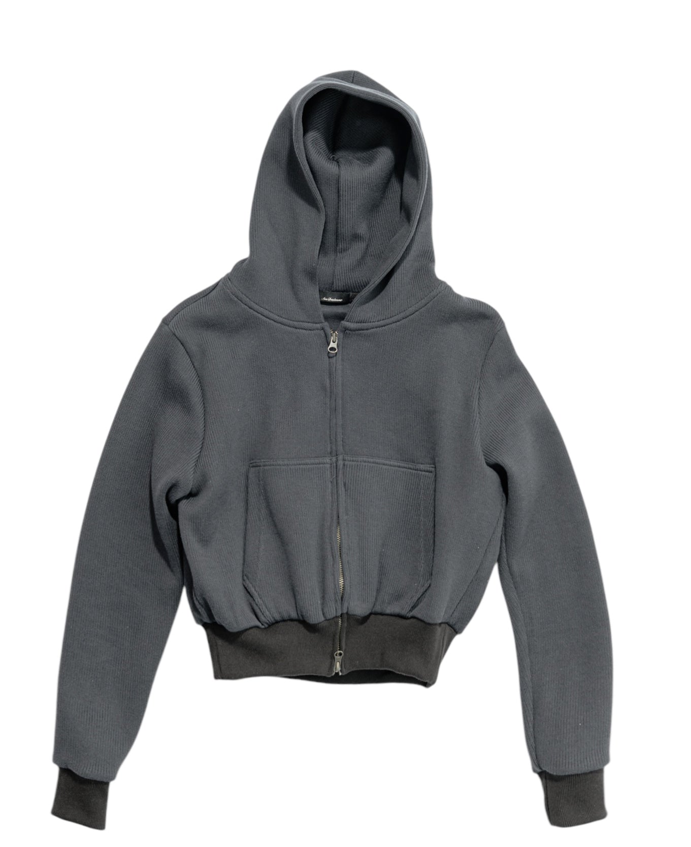 BALLOON HOODIE RIB KNIT Charcoal
