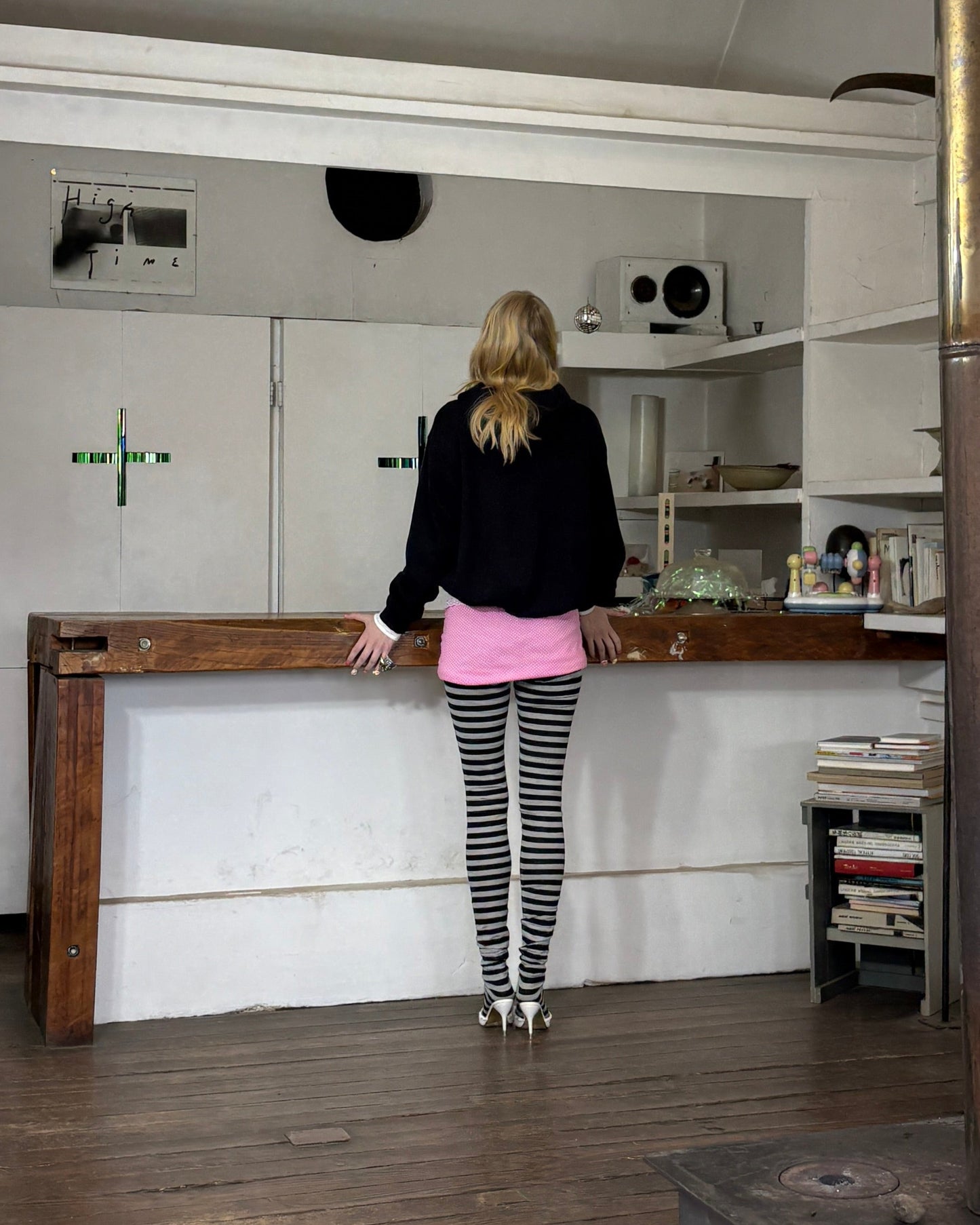 DOLL TIGHTS Gray Stripe