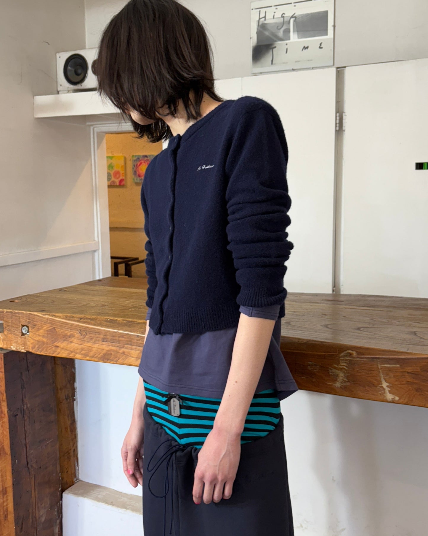 SHOULDER DARDIGAN KNIT NAVY