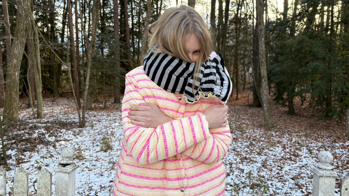 PUFF SCARF Black/Pink