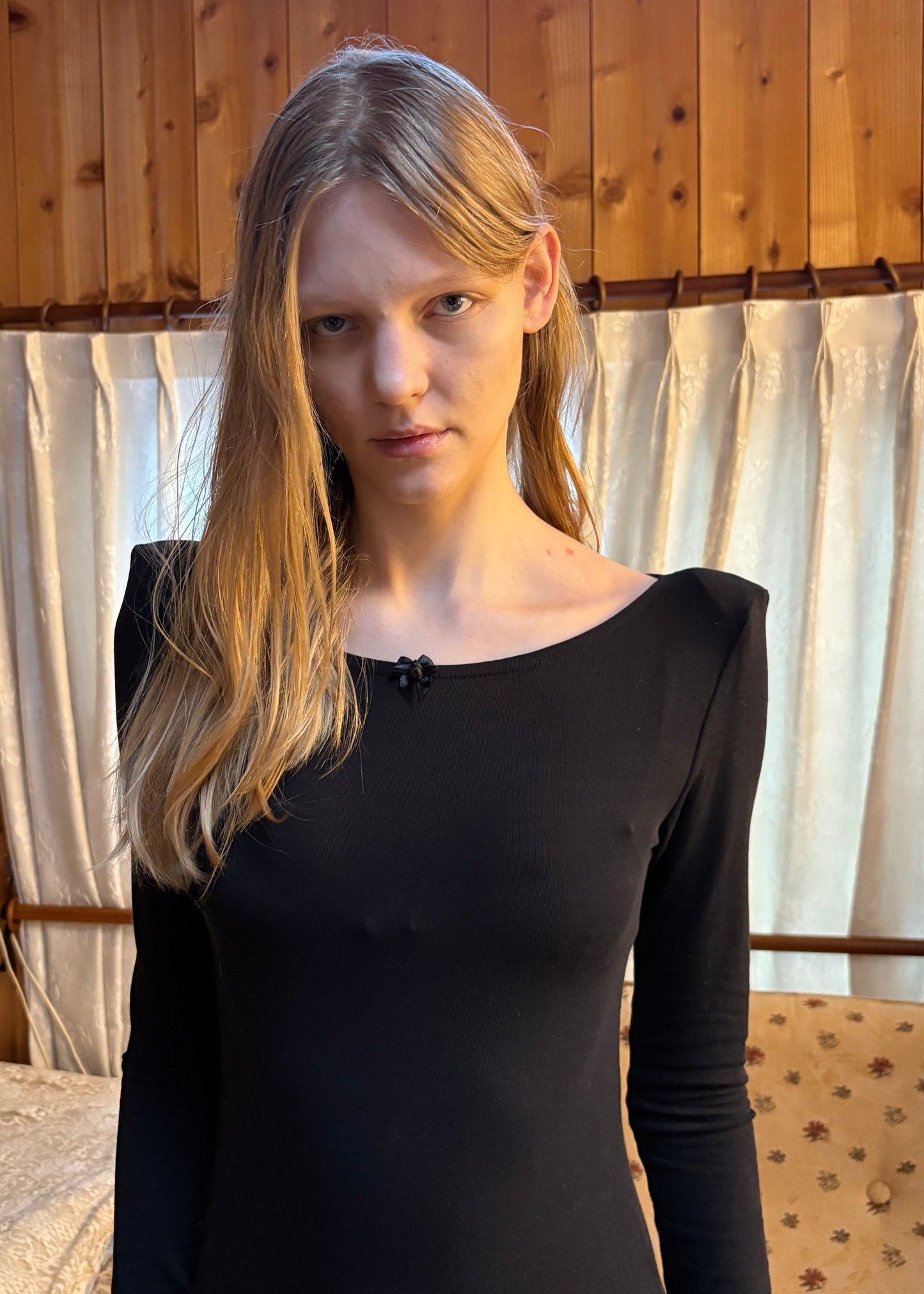 SHOULDER LONG DRESS BLACK