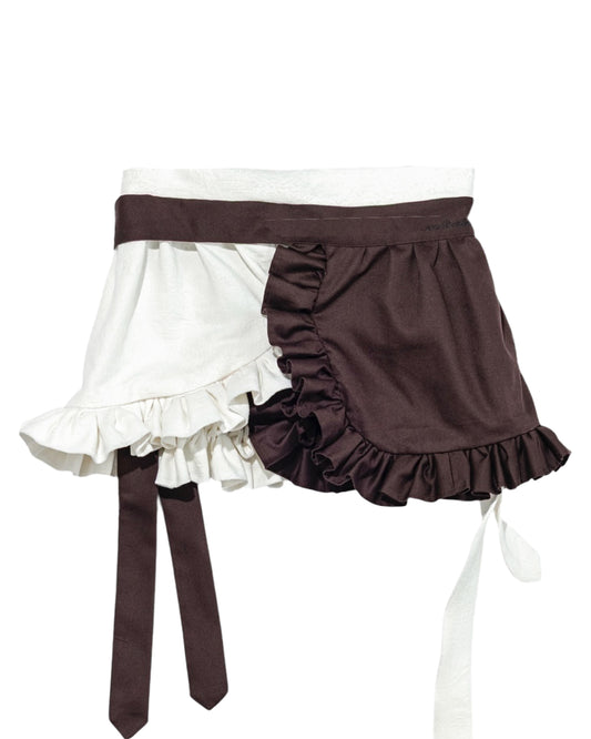Apron Skirt Mini Brown White