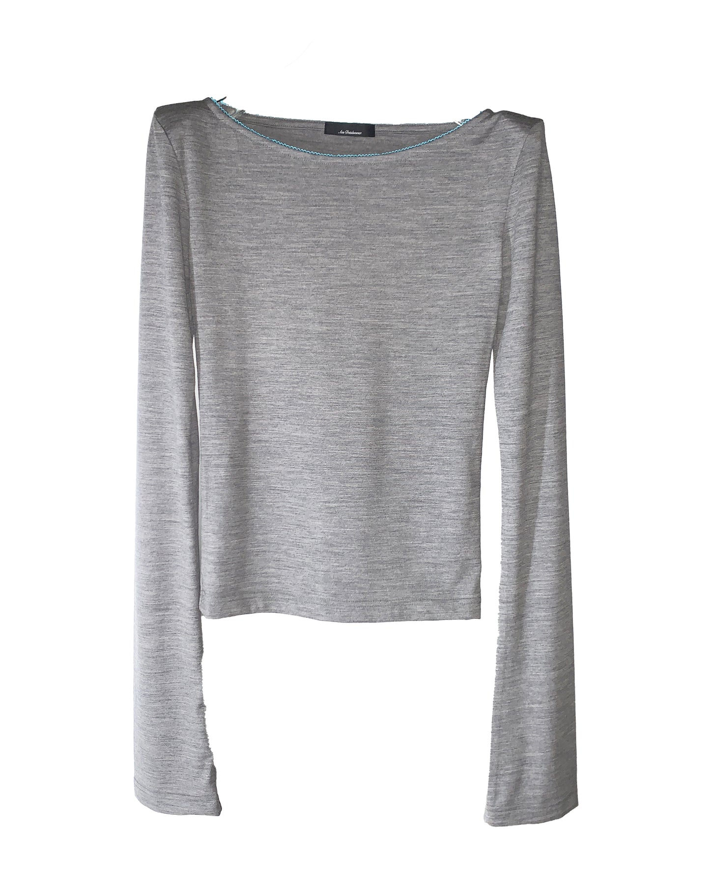 Shoulder Tops Gray × light blue pico