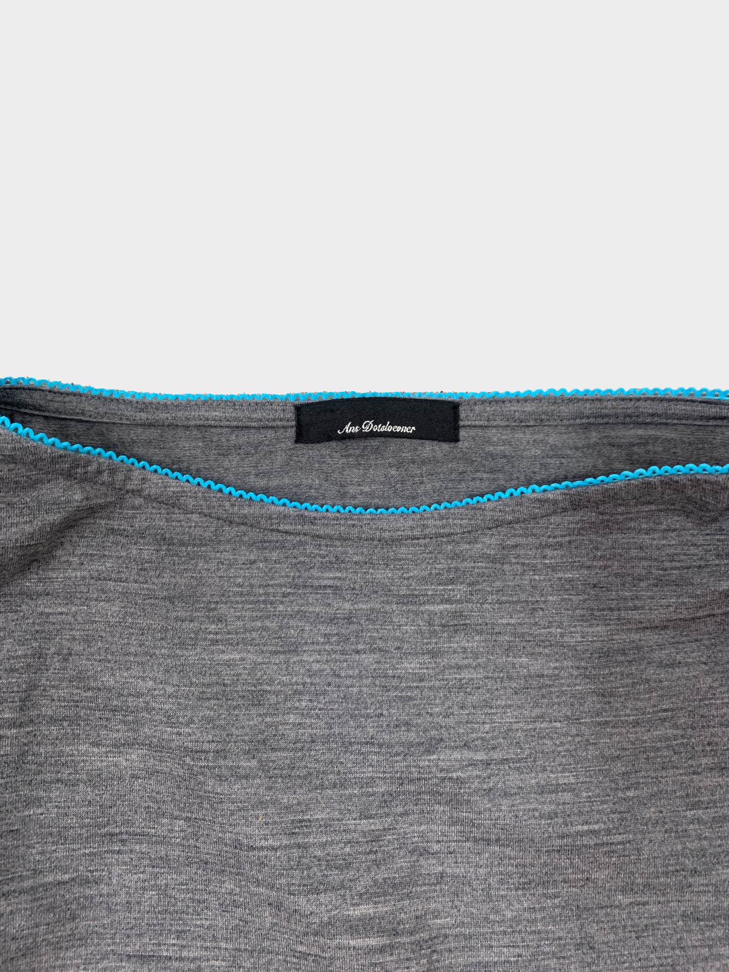 Shoulder Tops Gray × light blue pico