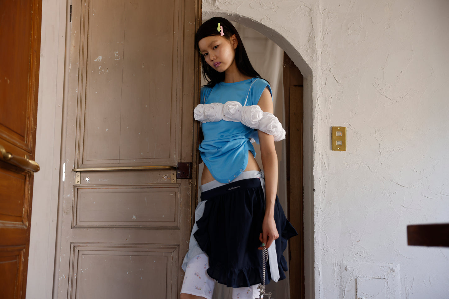 Rose wedding bustier Cotton White